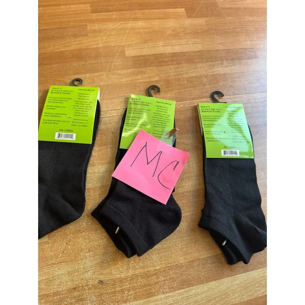 Bamboo sock bundle, unisex, black, adult, NWT